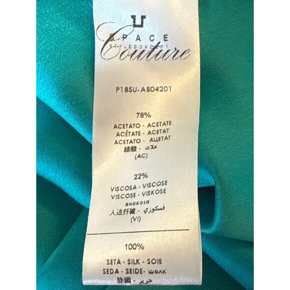 Simona Corsellini Green Off-Shoulder‎ Ruffle Column Gown Side Slit - Picture 9 of 11